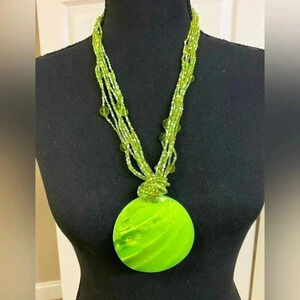 LIME GREEN BEADED NECKLACE